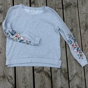 Only grey with floral pattern on sleeves sweat top